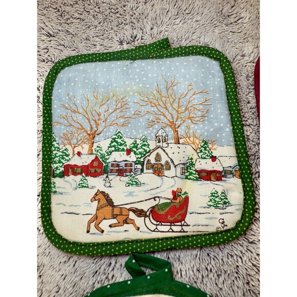 VTG 90s Holiday Christmas Pot Holder Lot CSC Kitchen Santa Decor Cottagecore - Picture 2 of 16